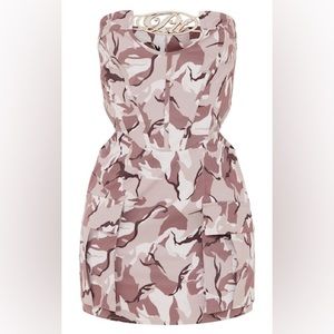 PRETTYLITTLETHING Grey Camo Printed Corset Bodycon Dress